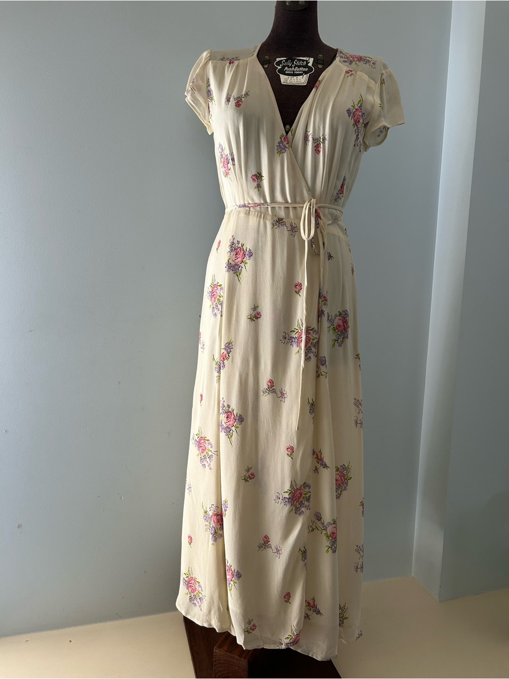 Reformation Carina Dress In Cream Floral Wrap Maxi Dress